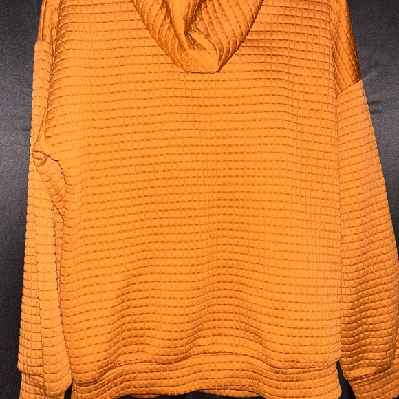 Cozy Orange Waffle Knit Hoodie Sweater - Picture 2 of 3